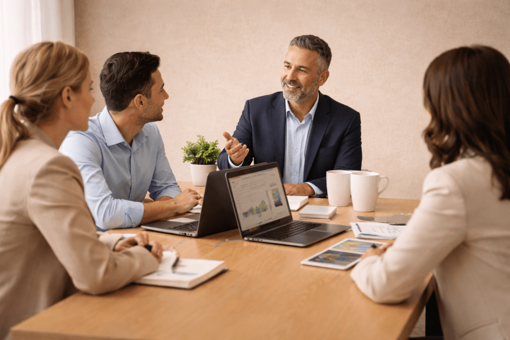 Fractional CMO strategy session with leadership team