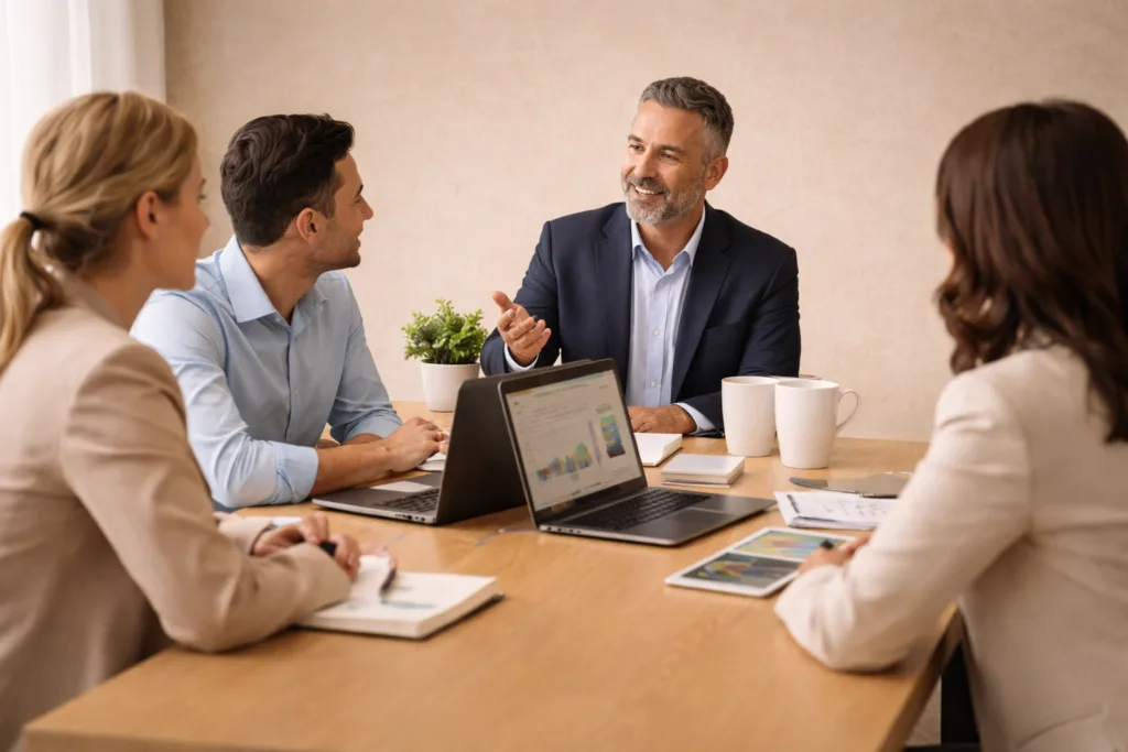 Fractional CMO strategy session with leadership team